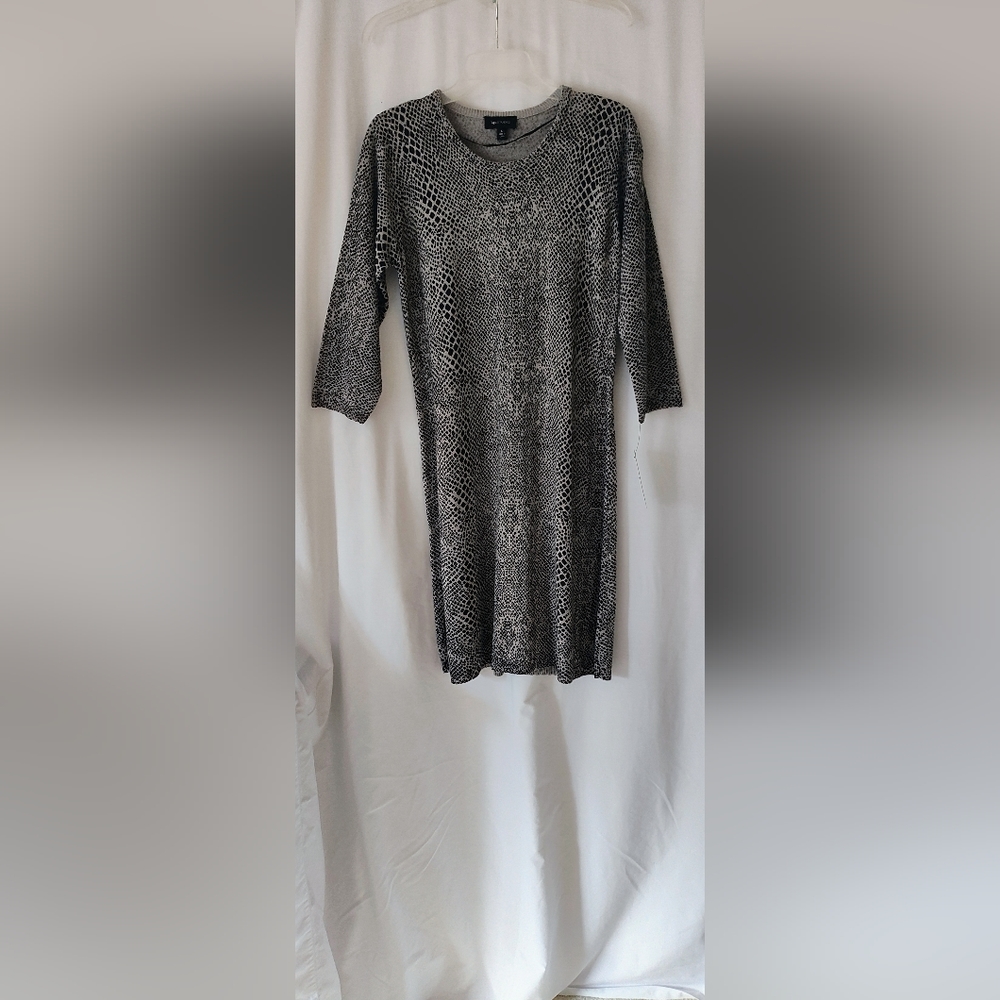 AB Studio Sweater Dress, L, Black/Gray (PAT P)